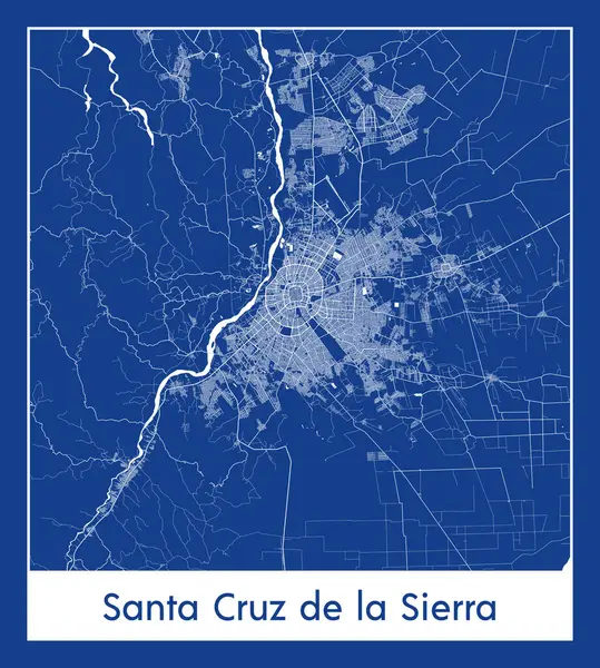 Santa Cruz de la Sierra Bolivya Güney Amerika Şehri haritası mavi iz vektör illüstrasyonu