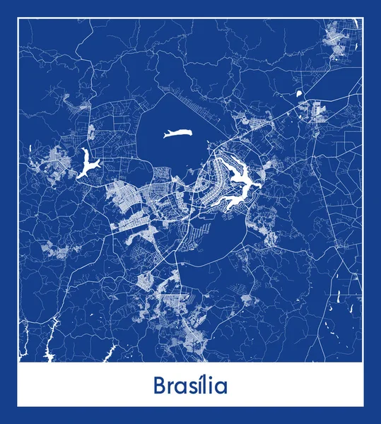 Бразилия Бразилия Южная Америка Карта Синей Печатной Векторной Иллюстрации — стоковый вектор