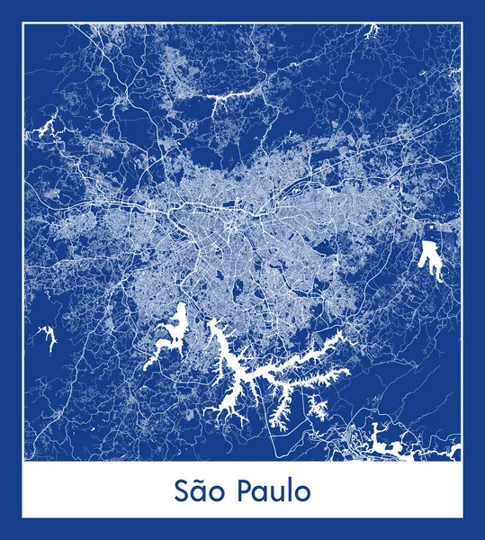 Sao Paulo Brazil South America City Map Blue Print Vector — Stock Vector