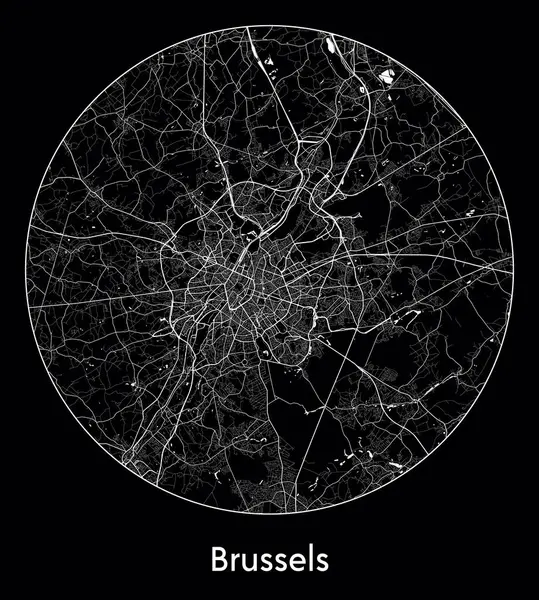 布鲁塞尔城市地图比利时欧洲矢量图解 — 图库矢量图片