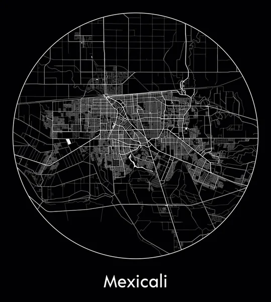 Mapa Ciudad Mexicali México América Del Norte Vector Ilustración — Vector de stock