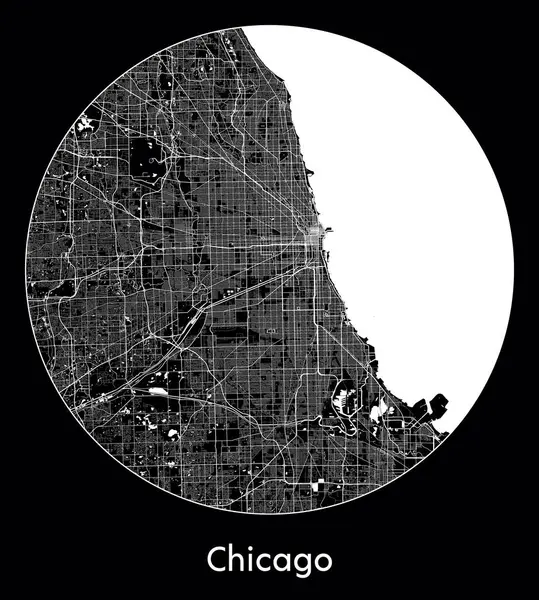 Şehir Haritası Chicago Birleşik Devletler Kuzey Amerika vektör illüstrasyonu