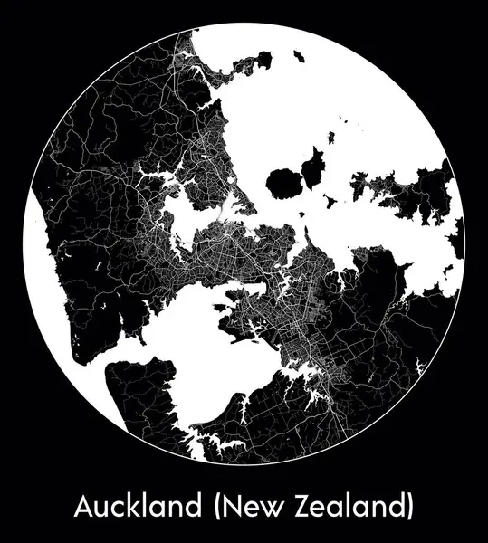 Mapa Ciudad Auckland Nueva Zelanda Nueva Zelanda Oceanía Vector Ilustración — Archivo Imágenes Vectoriales