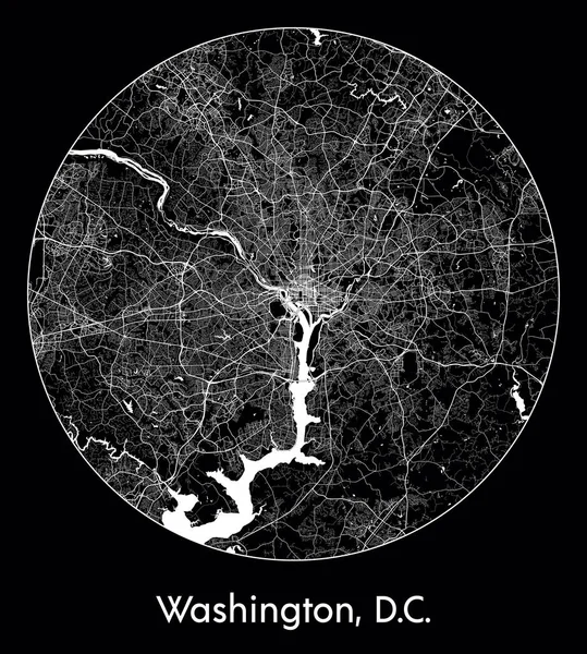 Şehir haritası Washington, D.C. Birleşik Devletler Kuzey Amerika vektör illüstrasyonu