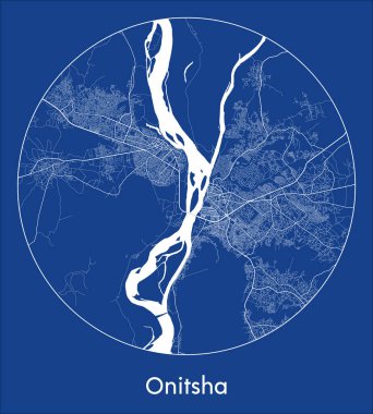 Şehir Haritası Onitsha Nijerya Afrika Çember vektör çizimi