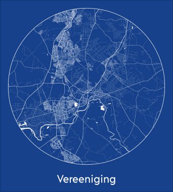 Güney Afrika 'nın şehir haritası yuvarlak yuvarlak dairesel vektör illüstrasyonu