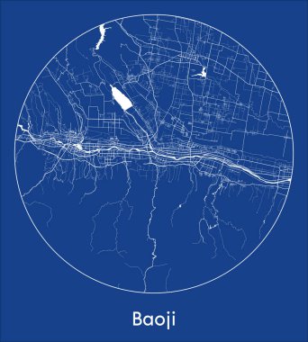 Şehir Haritası: Baoji Çin Asya Çemberi: Çember vektör çizimi