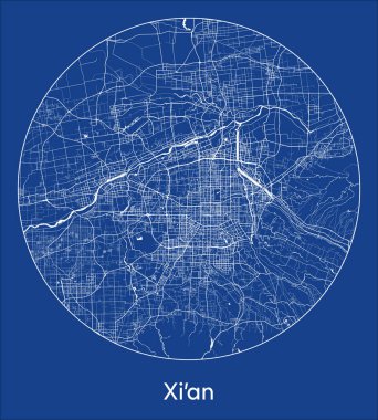 Xiamen Çin Şehir Haritası. Asya. Çember vektör çizimi.