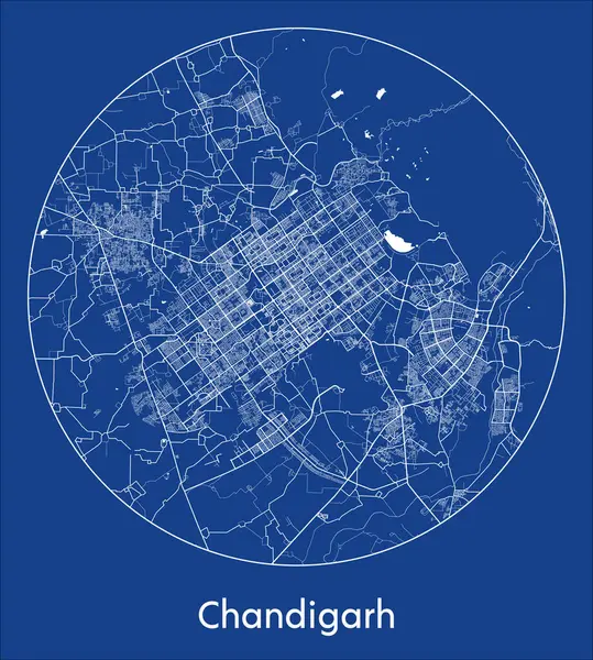 シティマップ チャンディーガル インド アジア ブループリント ベクター イラスト — ストックベクタ
