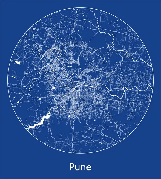 シティマップ プーン インド アジア ブループリント ベクター イラスト — ストックベクタ