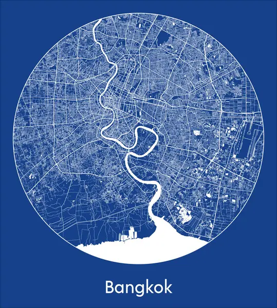 Şehir Haritası: Bangkok Tayland, Asya. Çember vektör çizimi.