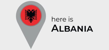 Arnavutluk ulusal bayrak haritası iğne simgesi illüstrasyonu