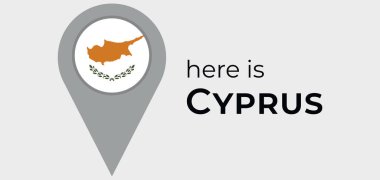 Kıbrıs ulusal bayrak haritası iğne simgesi illüstrasyonu