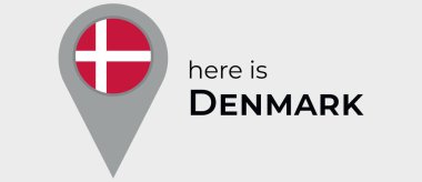 Danimarka ulusal bayrak haritası işaretleyici broş illüstrasyonu