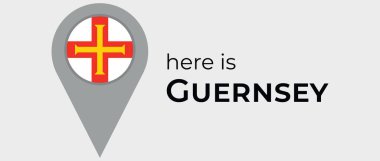 Guernsey Ulusal Bayrak Harita İşaretleyici iğne simgesi illüstrasyonu