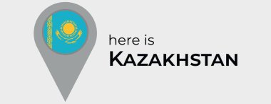Kazakistan ulusal bayrak haritası işaret simgesi simgesi illüstrasyonu
