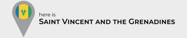 Saint Vincent ve Grenadines Ulusal Bayrak Haritası iğne simgesi illüstrasyonu