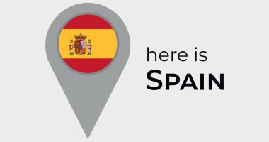 İspanya ulusal bayrak haritası işaretleyici iğne illüstrasyonu