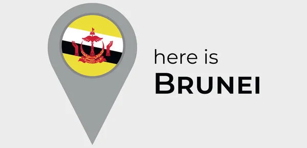 Brunei Bandera Nacional Mapa Marcador Pin Icono Ilustración Vector de stock