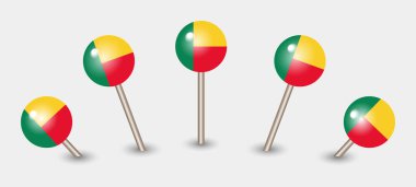 Benin ulusal bayrak haritası işaret simgesi simgesi illüstrasyonu