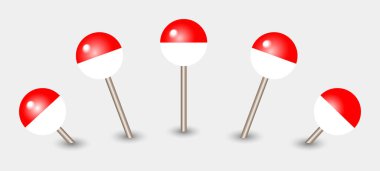 Endonezya ulusal bayrak haritası iğne simgesi illüstrasyonu