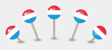 Lüksemburg ulusal bayrak haritası iğne simgesi illüstrasyonuName