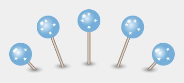 Mikronezya Ulusal Bayrak Haritası iğne simgesi illüstrasyonu