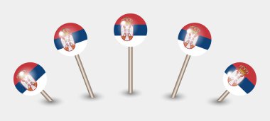 Sırbistan ulusal bayrak haritası iğne simgesi illüstrasyonu