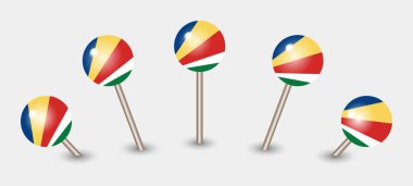 Seyşeller Ulusal Bayrak Harita İşaretleyici iğne simgesi illüstrasyonu