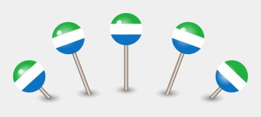 Sierra Leone Ulusal Bayrak Haritası iğne simgesi illüstrasyonu