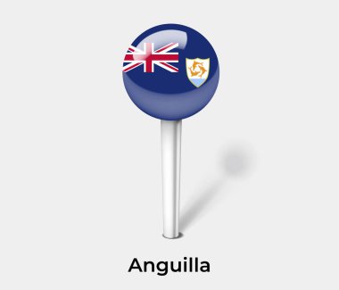 Anguilla ülke bayrağı pin haritası işaretleyici