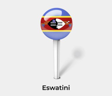 Eswatini ülke bayrağı pin haritası işaretleyici