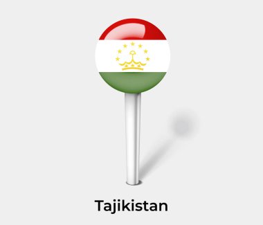 Tacikistan ülke bayrağı pin haritası işaretleyici