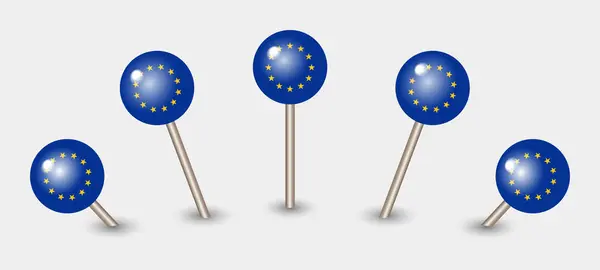 Ilustración Del Icono Del Marcador Mapa Bandera Nacional Unión Europea Vector de stock