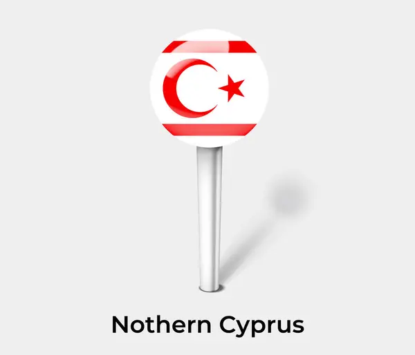 Nothern Cyprus Country Flag Pin Map Marker — Stock Vector