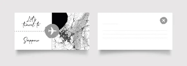 Sapporo City Name Japán Ázsia Fekete Fehér Várostérkép Illusztráció Vektor Vektor Grafikák