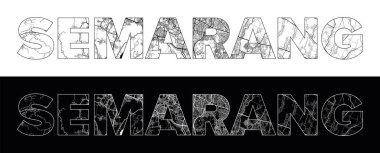 Siyah beyaz şehir haritası illüstrasyon vektörüyle Semarang Şehri Adı (Endonezya, Asya)
