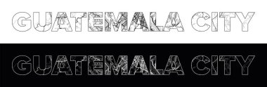 Guatemala Şehir Adı (Guatemala, Kuzey Amerika) siyah beyaz şehir haritası illüstrasyon vektörü