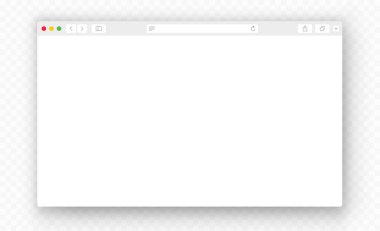 Tarayıcı penceresi. Araç çubuğu ve gölgesi olan gerçekçi boş tarayıcı penceresi. Boş web sayfası modellemesi - stok vektörü.