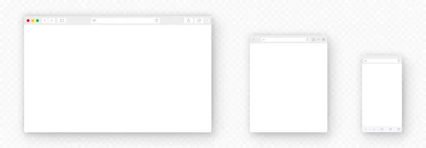 Browser Window Realistic Blank Browser Window Toolbar Shadow Tablet Laptop — Stock Vector