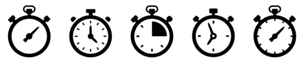 Timer Pictogram Ingesteld Stopwatch Timer Collectie Tijd Kloksymbool Countdown Cirkel — Stockvector