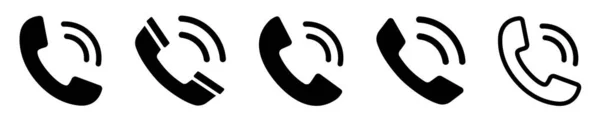 Telefon Ikonok Beállítva Telefon Szimbólum Lapos Stílusban Telefoncső Hívásgyűjtemény Lépjen — Stock Vector