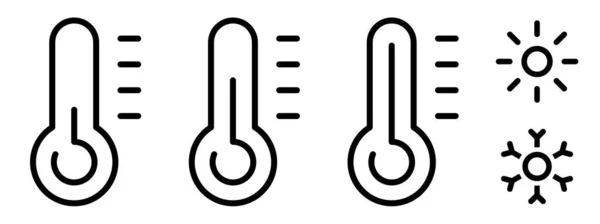 Temperatursymbole Gesetzt Thermometer Mit Dem Temperatursymbol Wetterzeichen Symbol Für Die — Stockvektor