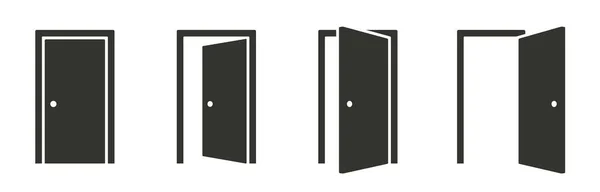 Ikony Dveří Nastaveny Otevřete Zavřete Otevřete Dveře Kolekce Dveří Otevřené Royalty Free Stock Ilustrace