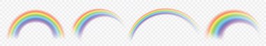 Gökkuşağı simgesi hazır. Şeffaf efektli gerçekçi gökkuşağı. Renkli gökkuşağı renkleri şeffaf arkaplanda izole edildi - stok vektörü.