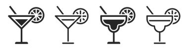 Margarita kokteyli ikonu. Kokteyl margarita cam ikonları hazır. Çizgi ve düz simge - stok vektörü.