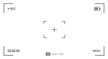 Video kamera görüntü bulucu çerçevesi. Kamera tam HD biçimi görüntüle. Video ekran vektör şablonu.