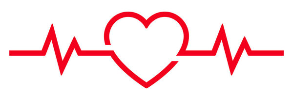 Сердцебиение и сердцебиение. Медицинское образование с красным сердцем. Кардиограмма, здравоохранение, здоровье, медицинская, электрокардиограмма, ЭКГ, ЭКГ, сердечный ритм, медицина - фондовый вектор.