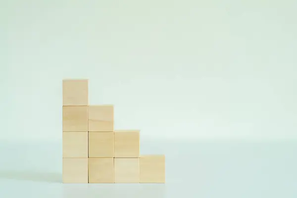 Wooden Cubes Arranged Upward Direction Ideas Business Growth Good Way — Stock Photo, Image