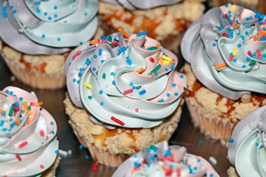 gökkuşağı aromalı vanilya aromalı kek ya da şekerli kek.